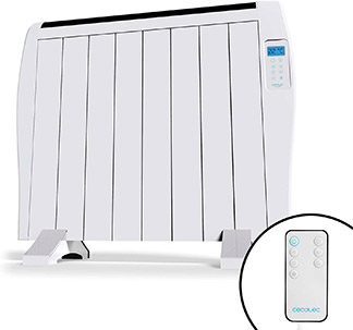 Radiador eléctrico y mando a distancia en color blanco