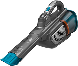 Aspirador de mano en colores gris y azul de la marca Black & Decker