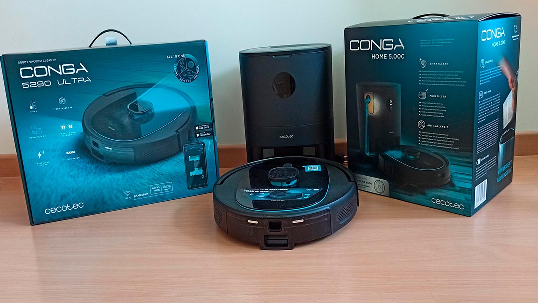 Robot aspirador Conga 5290 Ultra colocado en su base de carga