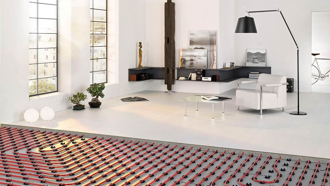 sistemas-calefaccion Uno de los sistemas de calefacción por suelo radiante en el salón