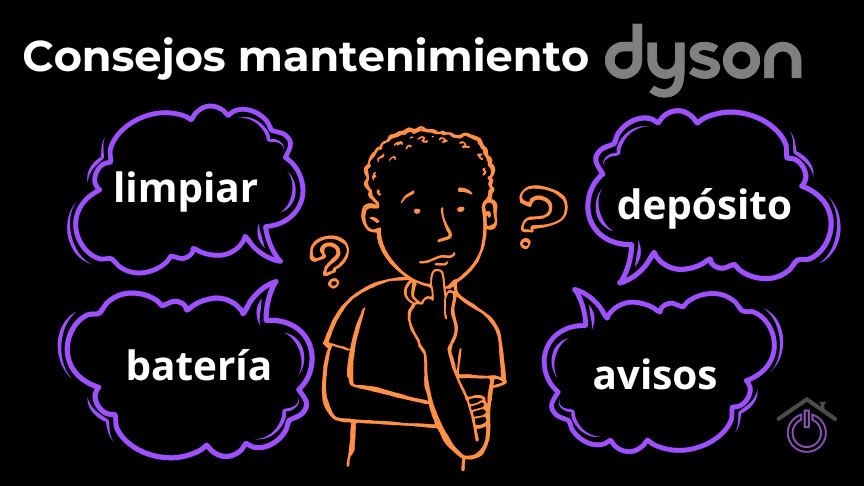 consejos-mantenimiento-dyson ilustración sobre los consejos de mantenimiento de los aspiradores sin cable Dyson