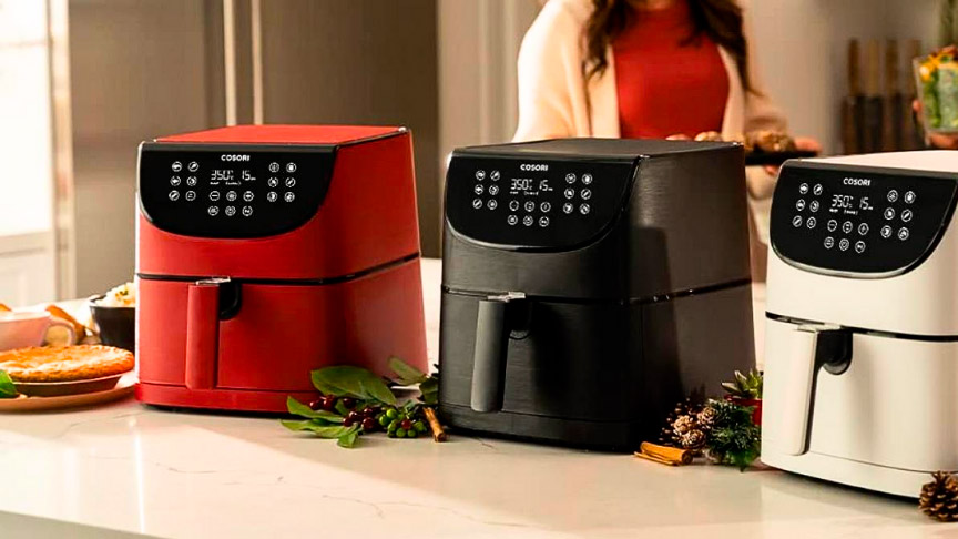 opinion-freidoras-cosori freidoras sin aceite Cosori en colores rojo negro y blanco