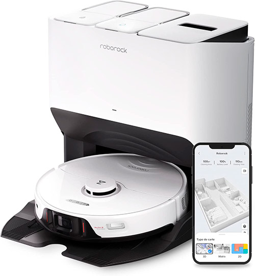 roborock s8 pro ultra en blanco con smartphone