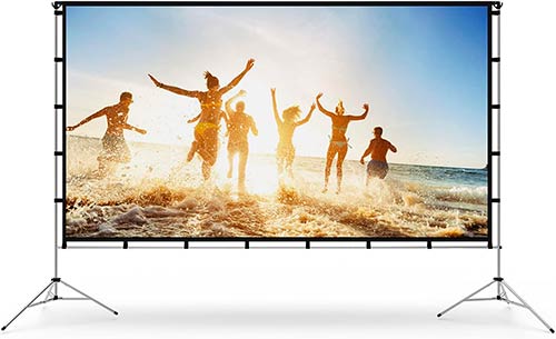 tela para proyector con dos soportes laterales