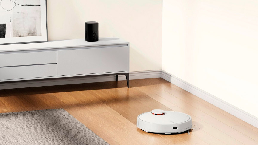 robot-vacuum-s12-xiaomi robot aspirador blanco Xiaomi Robot Vacuum S12 fregando en el salón