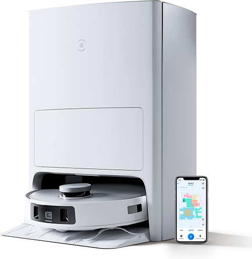 ecovacs robot aspirador t20 blanco con estación y smartphone