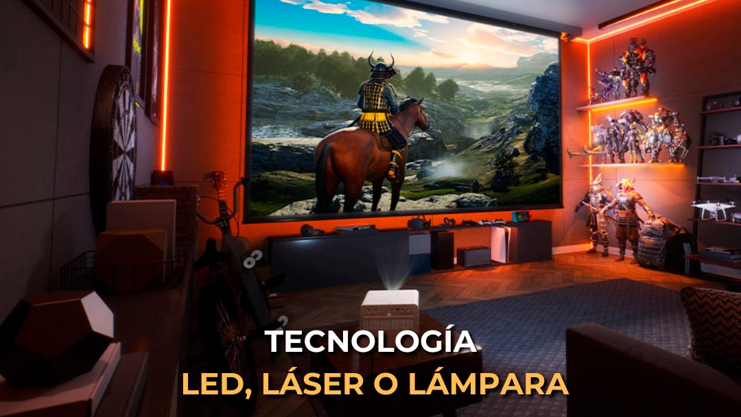 representación en una sala de las fuentes de luz en los proyectores