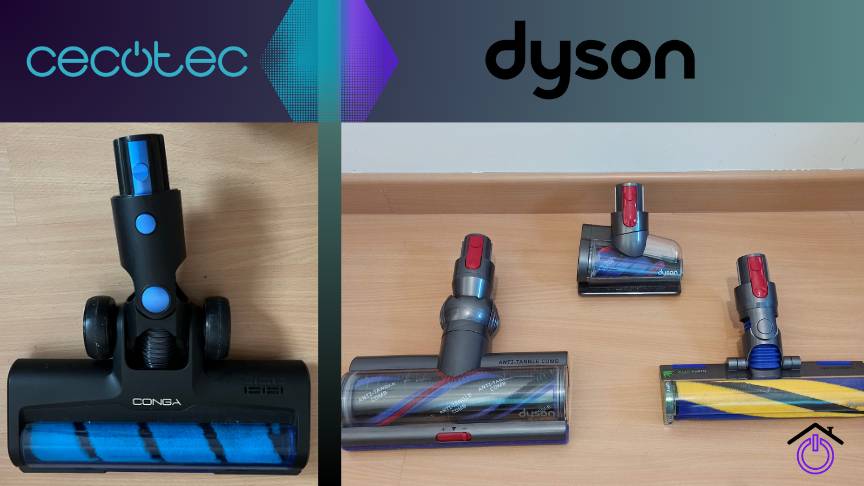 cepillos-dyson-conga cepillos de las aspiradoras sin cable Dyson V15 y Conga Rockstar 8500