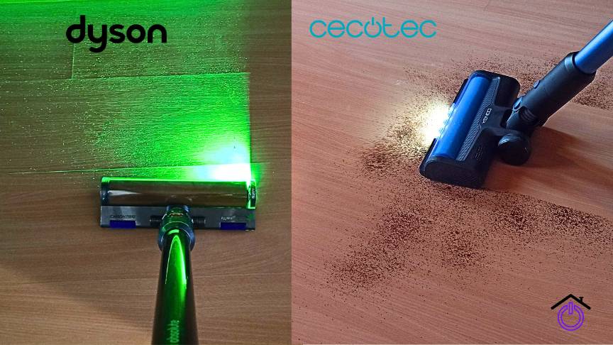 potencia-aspiracion-cecotec-dyson aspiradoras dyson v15 y conga 8500 aspirando