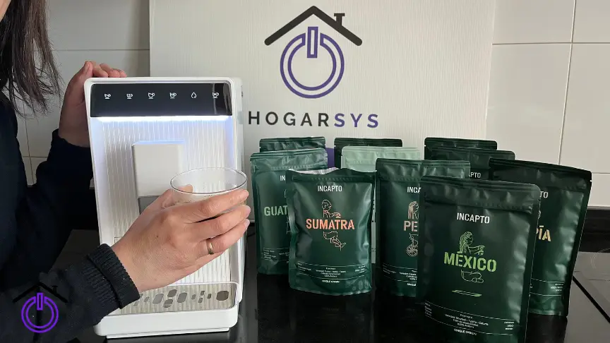 cafetera incapto aura con sobres de café 
