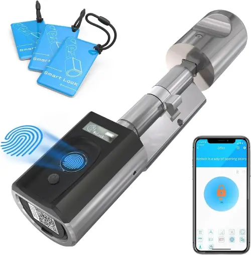 cilindro cerradura electrónica con huella digital smartphone y llaves