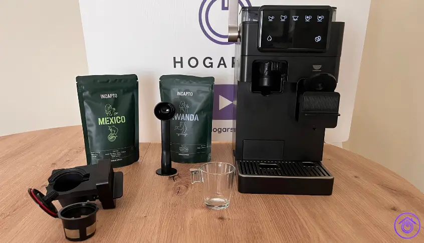 cafetera-semiautomatica-incapto incapto juno coon accesorios y sobres de café
