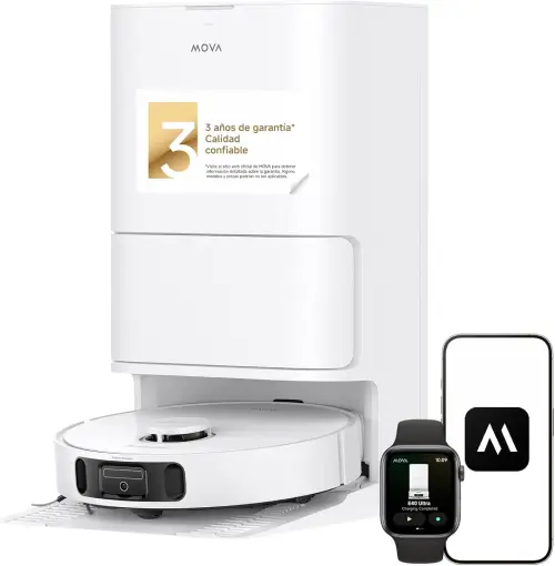 robot aspirador mova e40 ultra con smartphone y smartwatch
