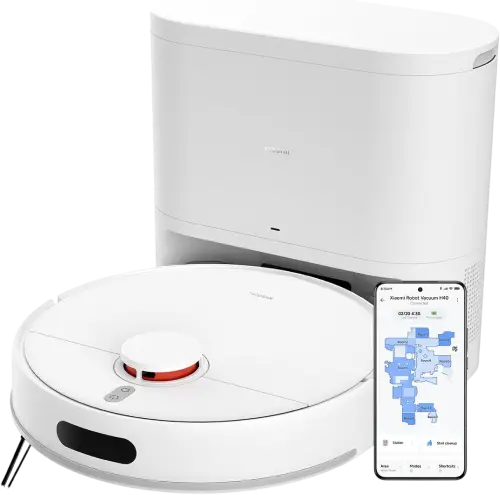 robot aspirador xioami 2026 con base y smartphone