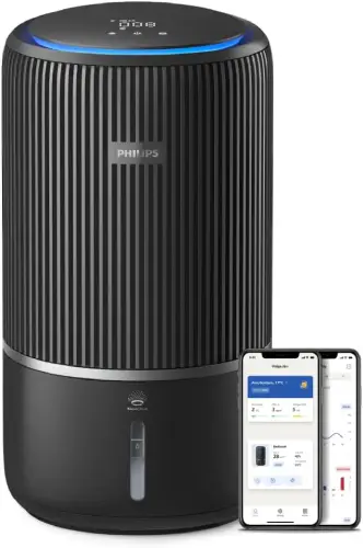 purificador-aire-phillips-3400 purificador de aire phillips color negro con smartphone