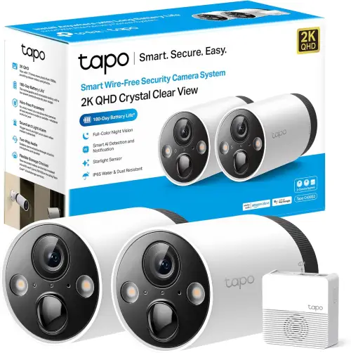 tapo-tp-link-c420S2 Kit TP-Link Tapo C420S2 con dos cámaras de vigilancia exterior 2K y hub de almacenamiento