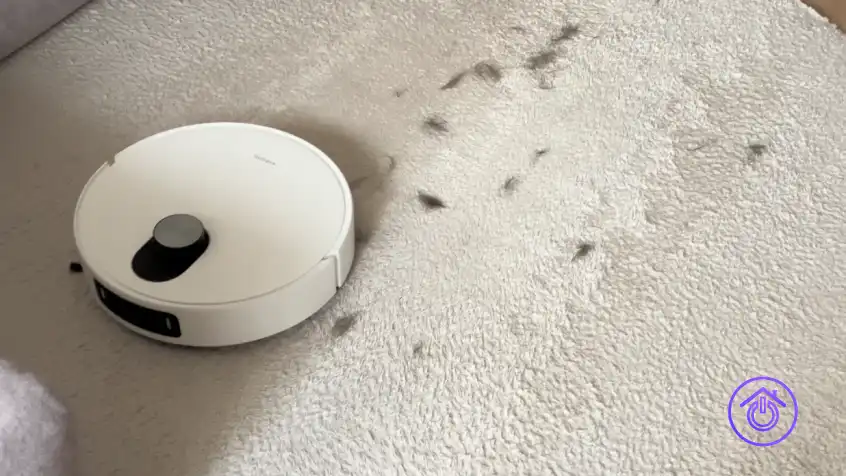 Xiaomi Robot Vacuum 5 Pro aspirando pelo de mascota en una prueba de Hogarsys